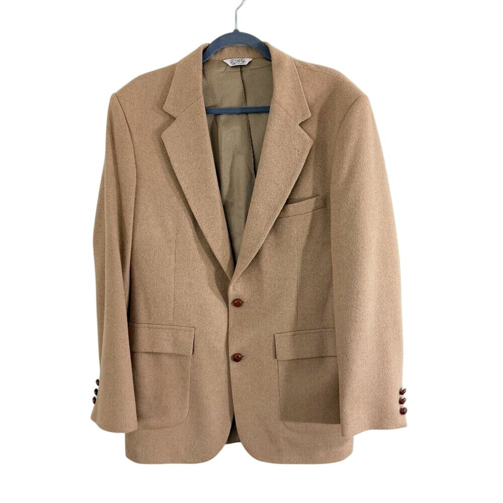 Vintage Hunt Valley Tan 100% Camel Hair Sport Coat Men's Size Large Made in USA
